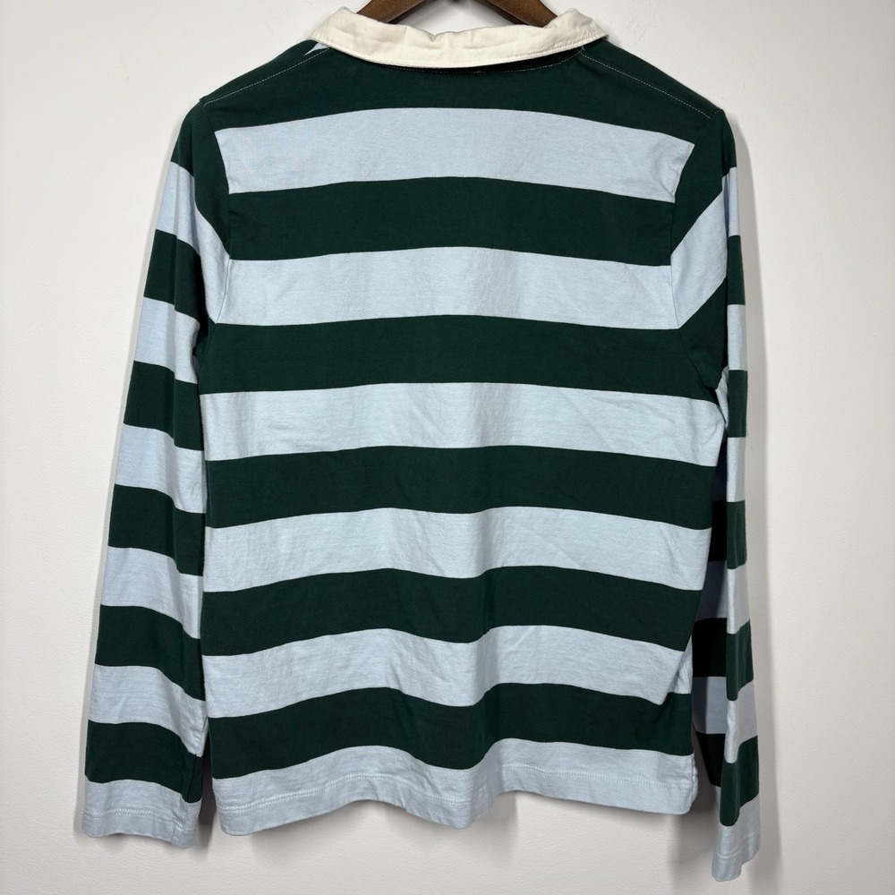 J Crew Womens Rugby Polo Shirt Size XL Blue Green Cotton Academia Classic Preppy - Picture 4 of 7